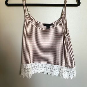 FOREVER 21 BURNT ORANGE STRIPED CROP TOP